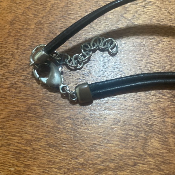 Vintage modern silver loop necklace black double strands adjustable clasp - Picture 3 of 5